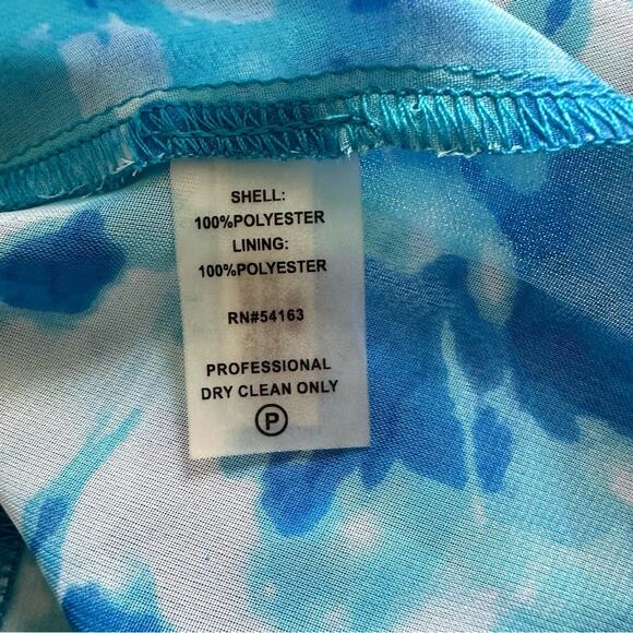 Calvin Klein Dress Blue Watercolor Sleeveless Knee Length Shift Trapeze Size 4 - Picture 11 of 12